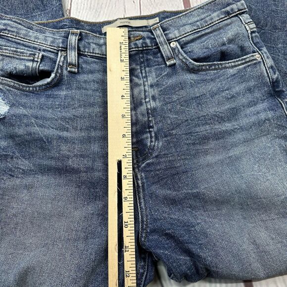 Hudson Women's Jeans Sz 28 Blue Holly MBL Distressed  Raw Hem Mid-Rise 26L - Picture 10 of 14